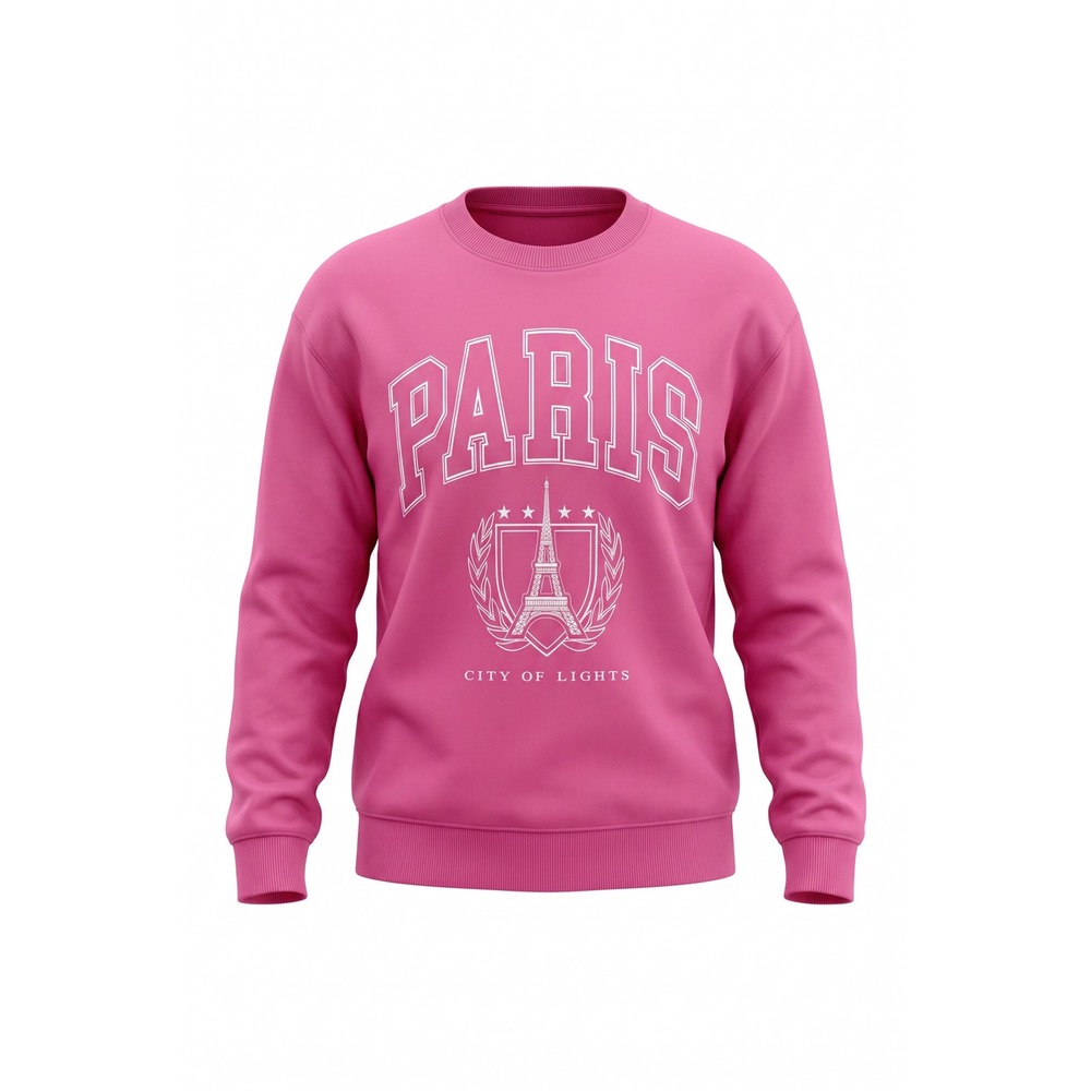 No Boundaries Womens Paris City of Lights Graphic Sweatshirt Pink Small 4-6